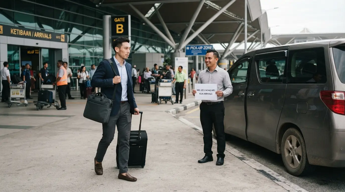 Corporate guest arriving at KLIA for a business trip