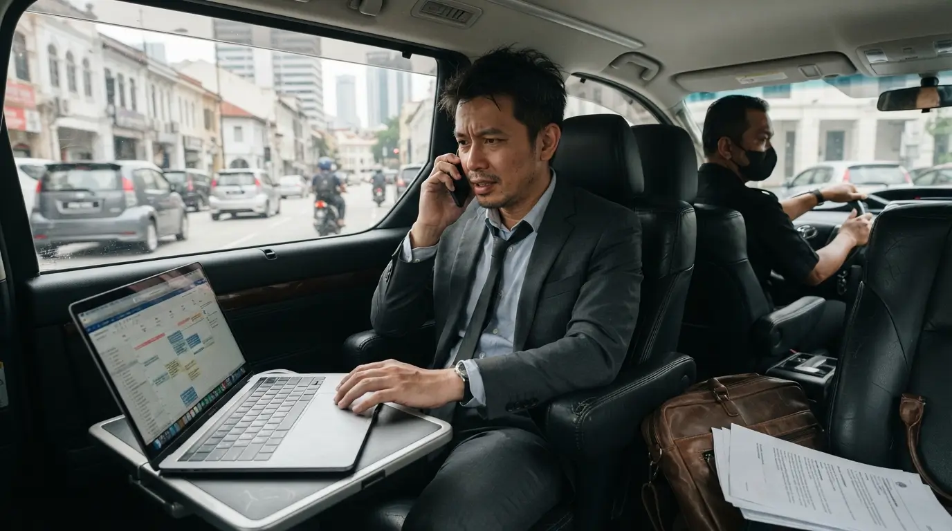 Business executive making a phone call during corporate travel