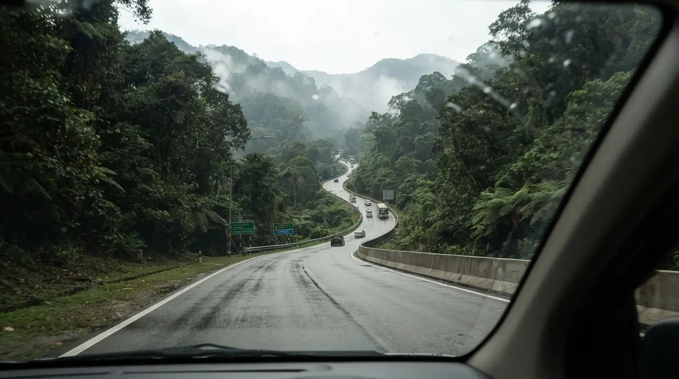 Mountain road leading towards Genting Highlands