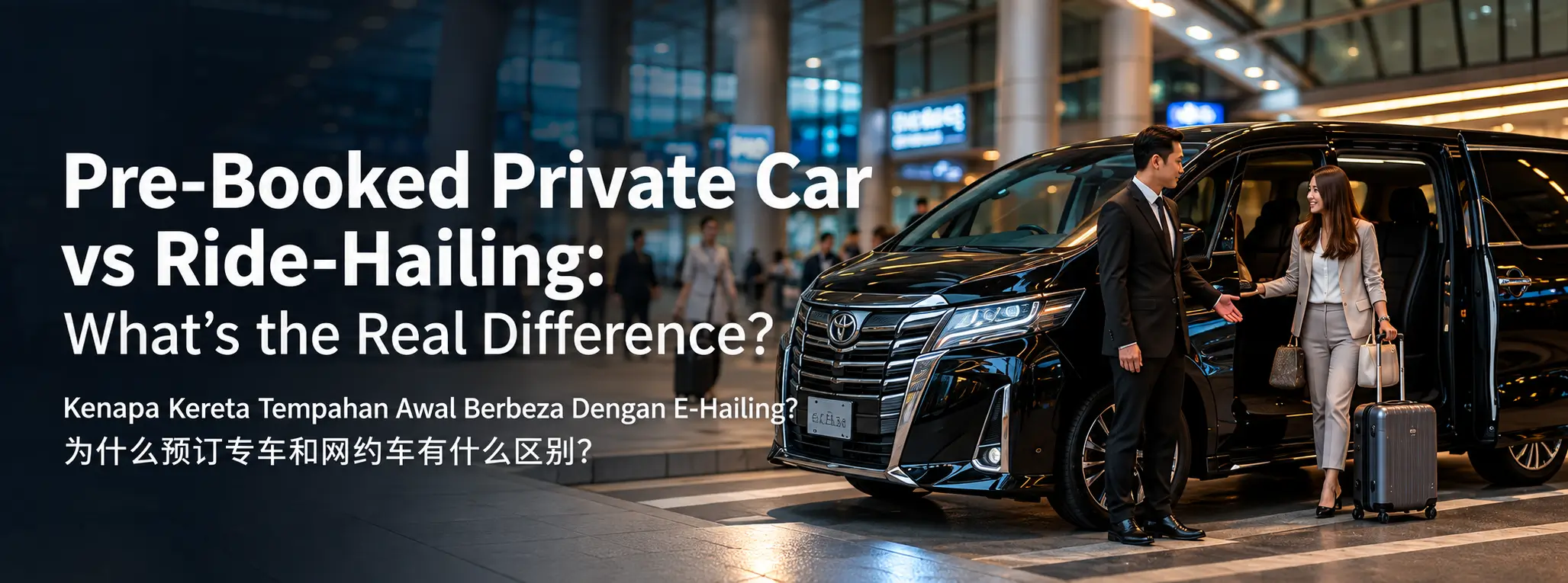 Pre-booked private car with chauffeur at a Malaysian airport