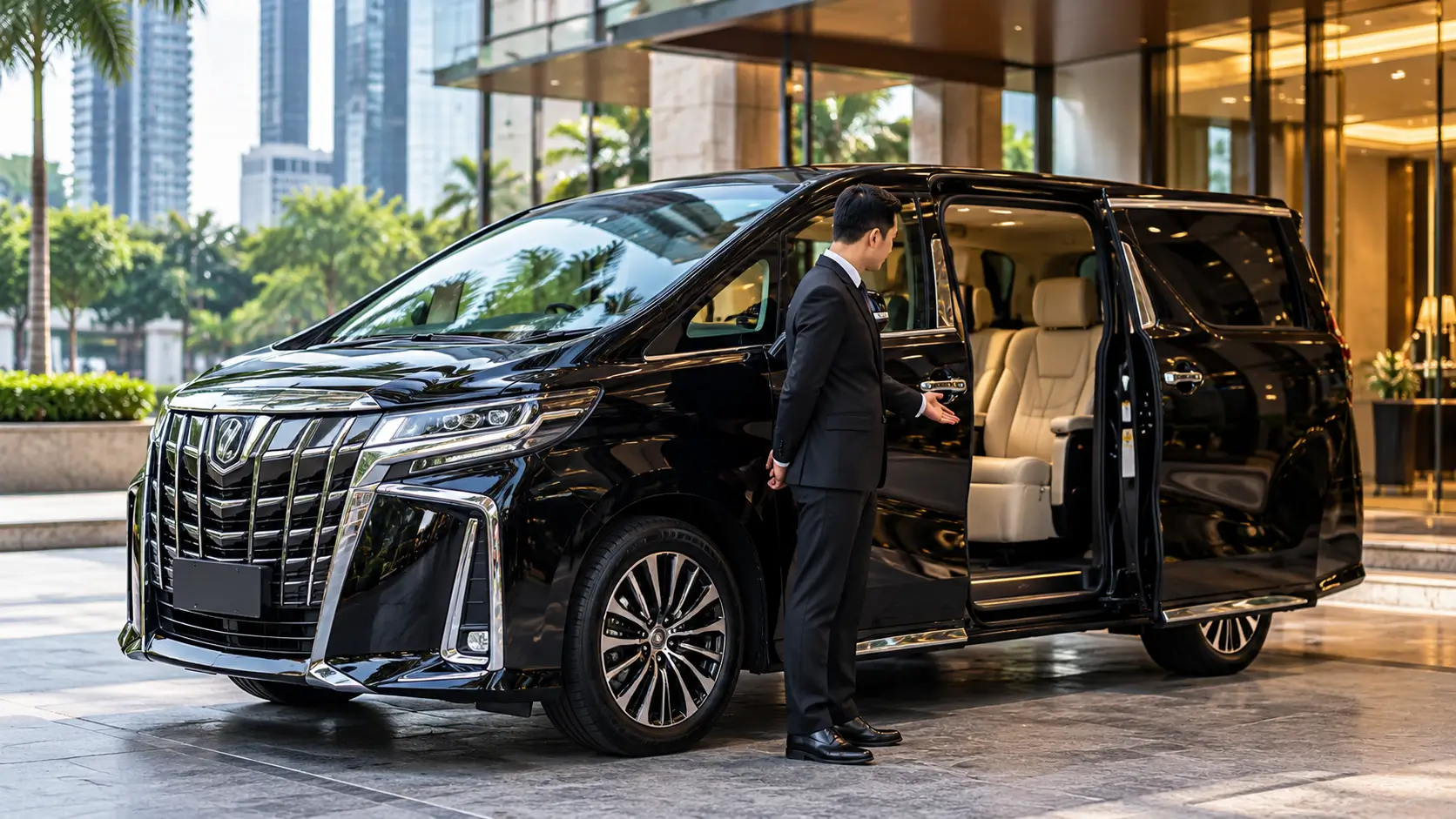Private car prepared for a scheduled passenger pickup